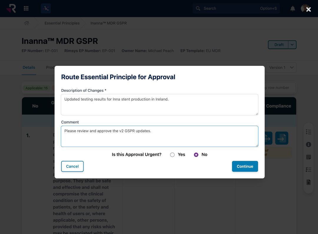 Rimsys Platform Medical Device Regulatory Information Software