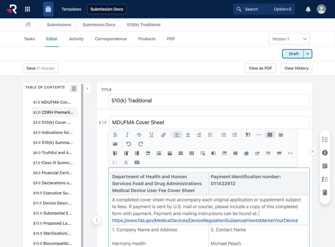 Rimsys Platform Medical Device Regulatory Information Software