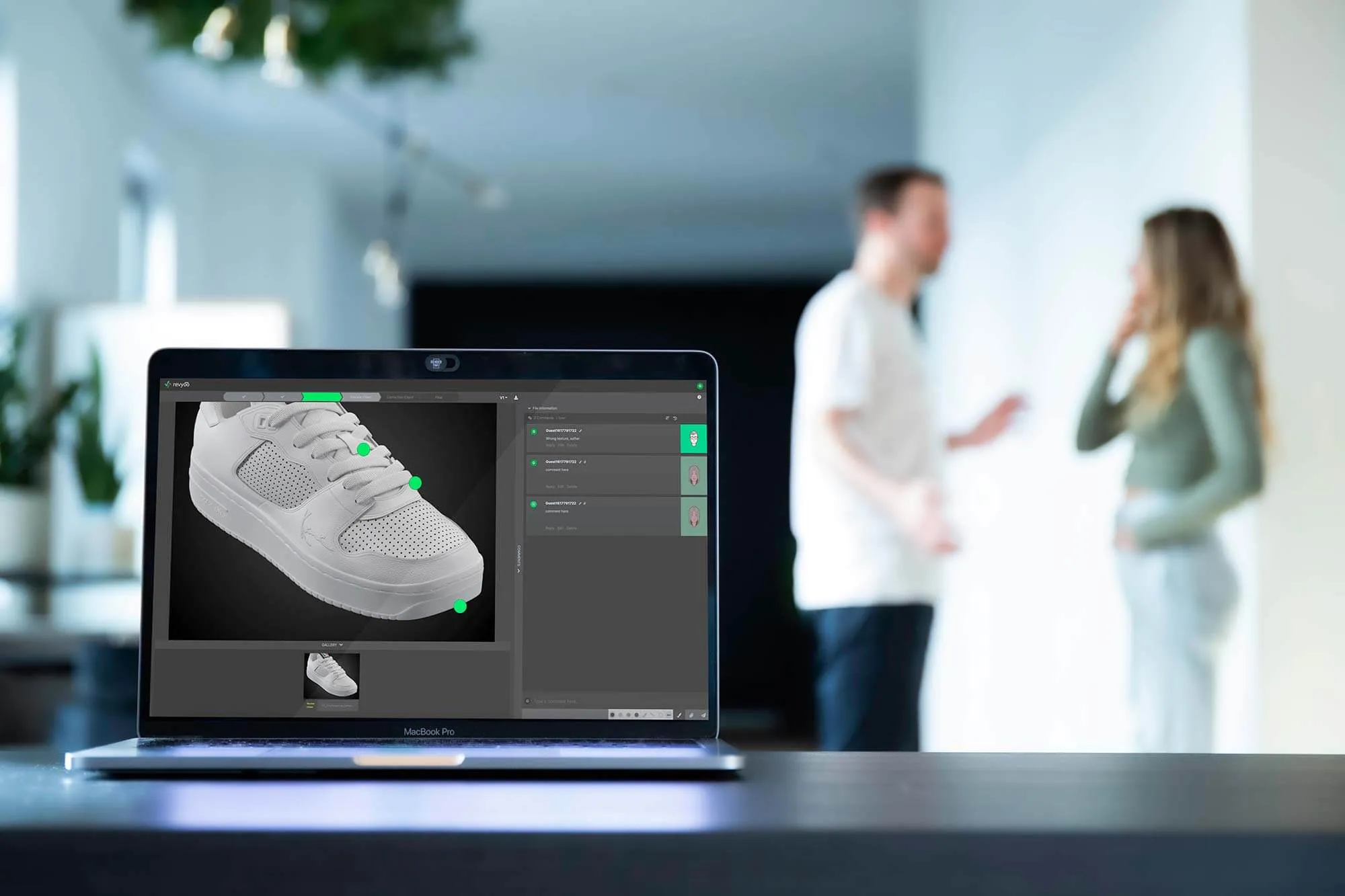 Im HUB wird mit Revyoo der digitalen Produktzwillings während der Entstehung kommentiert und optimiert.
