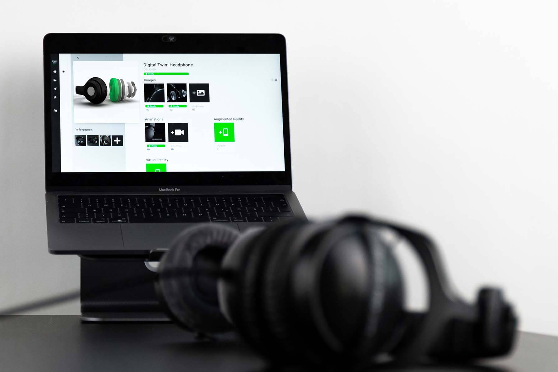 Der RenderThat Content-HUB auf einem Laptop.