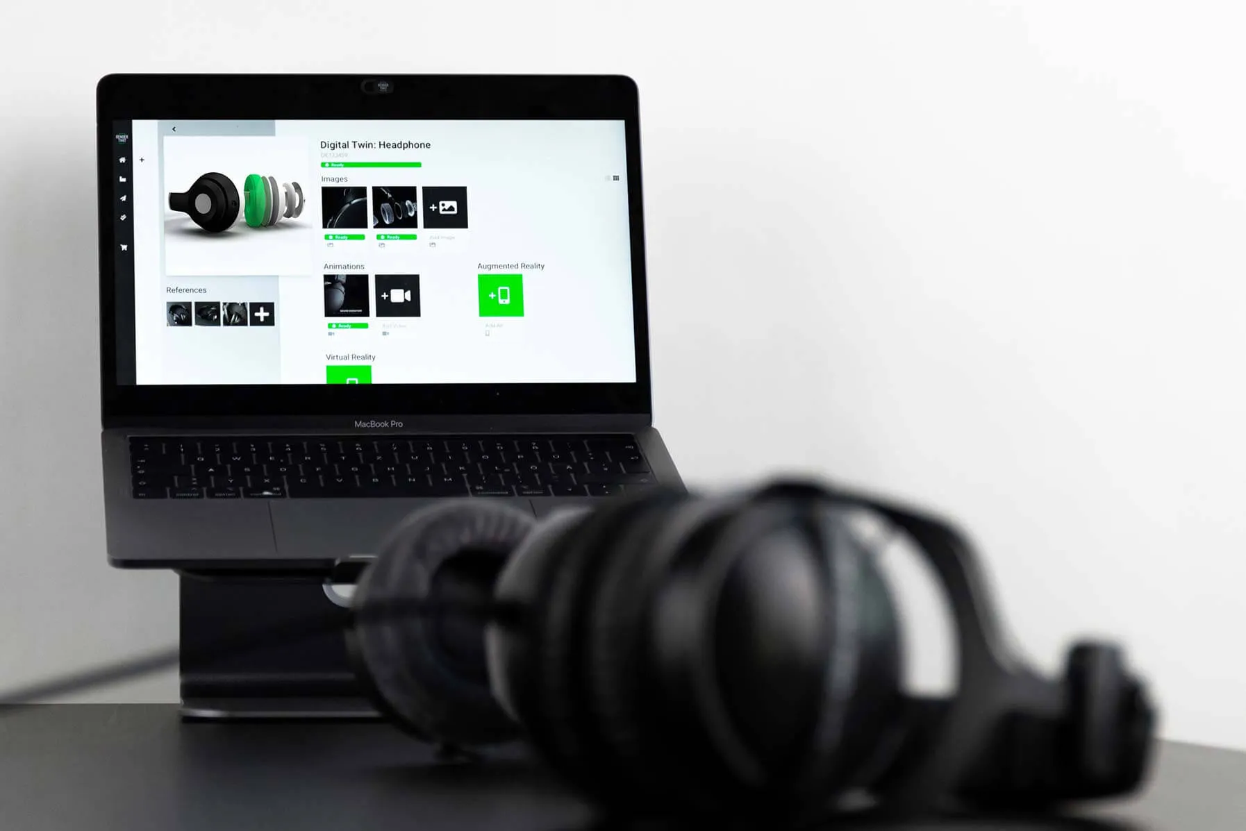 Der RenderThat Content-HUB auf einem Laptop.
