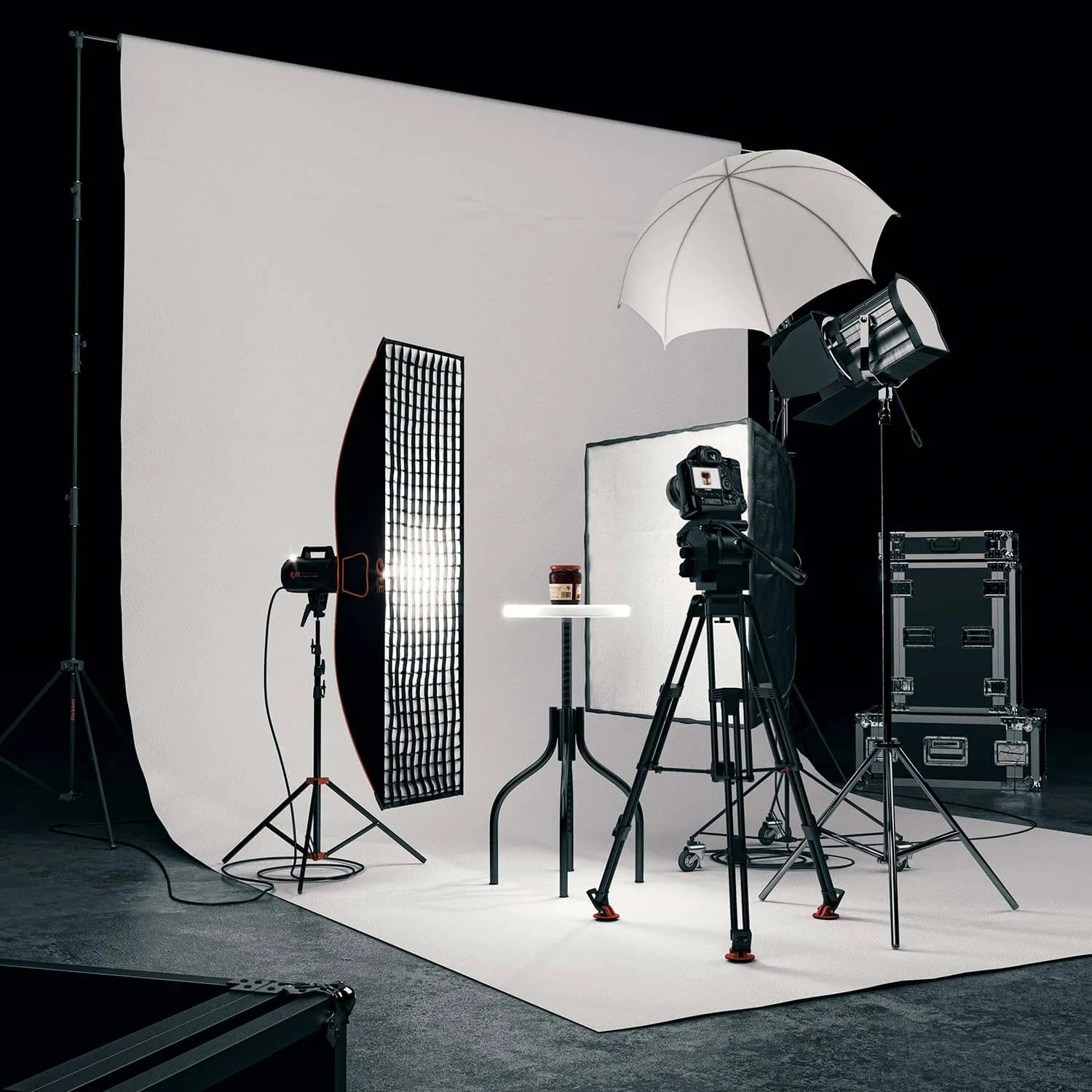 Das Setzen der Belichtung ist der letzte Teil zur Erstellung des digitalen Zwillings eines Fotostudios in 3D.
