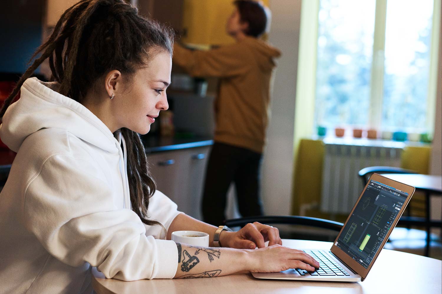 RenderThat Kreativ-Talent bei der Remote-Arbeit als 3D-Design Freelancer