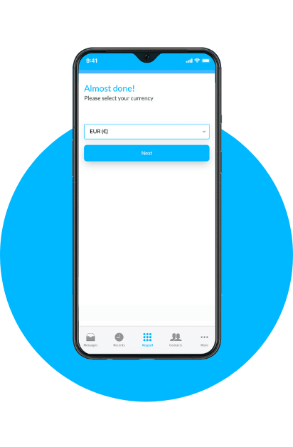 Talk360 in-app select currency screen