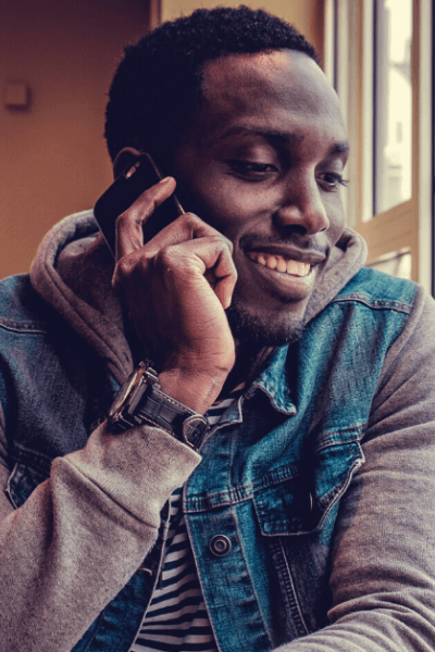 Man calling and smiling