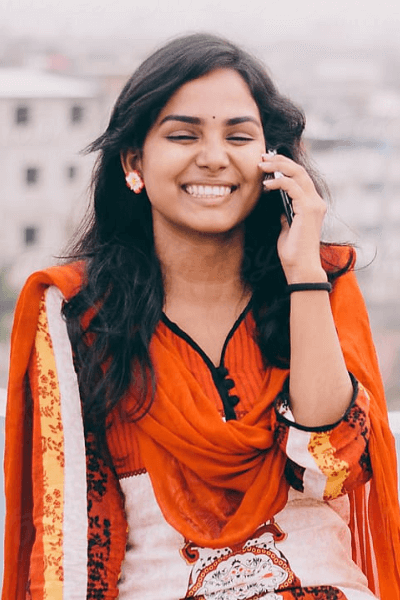 Man calling and smiling