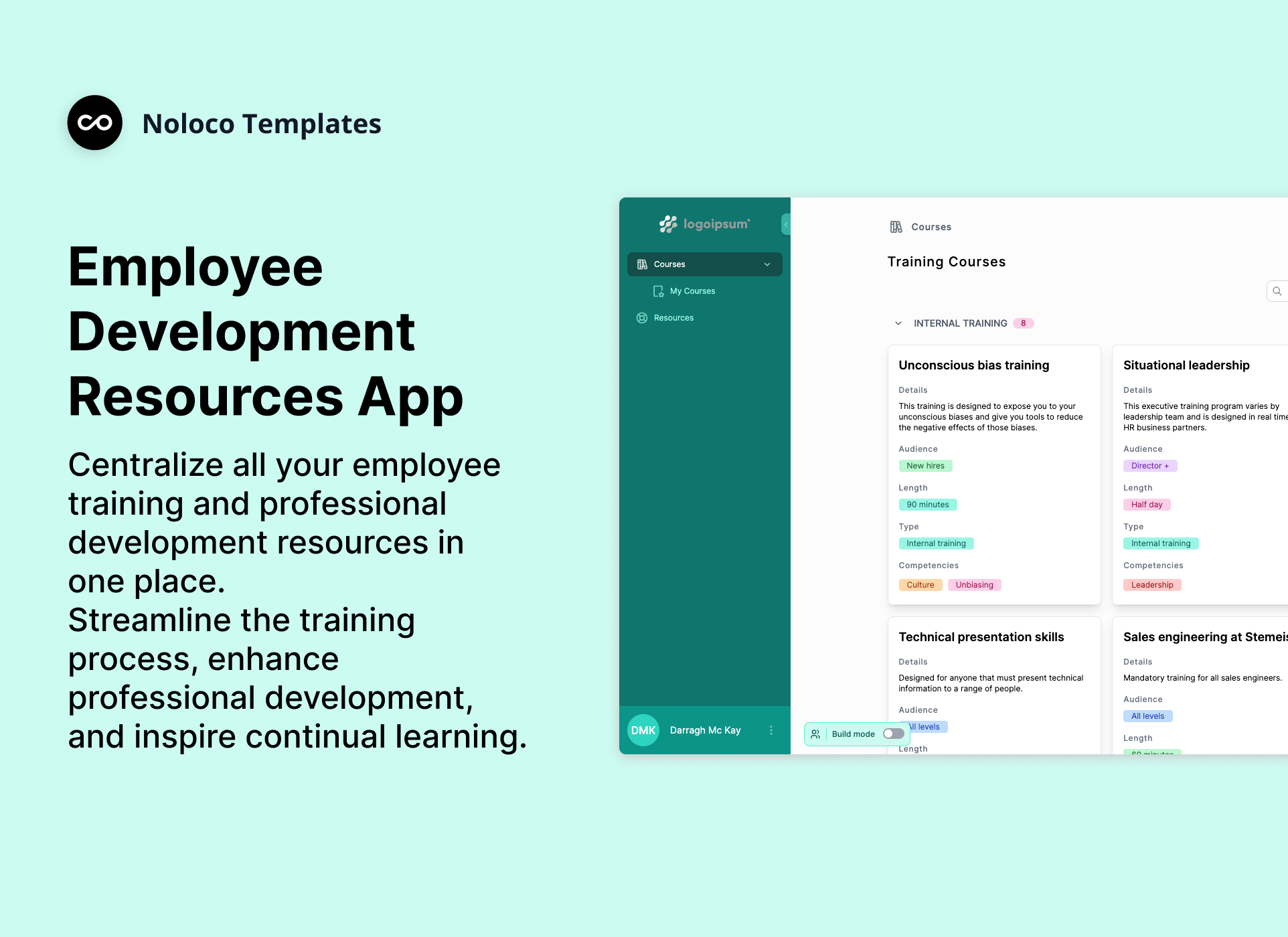 Employee Development Resources App - Noloco Templates