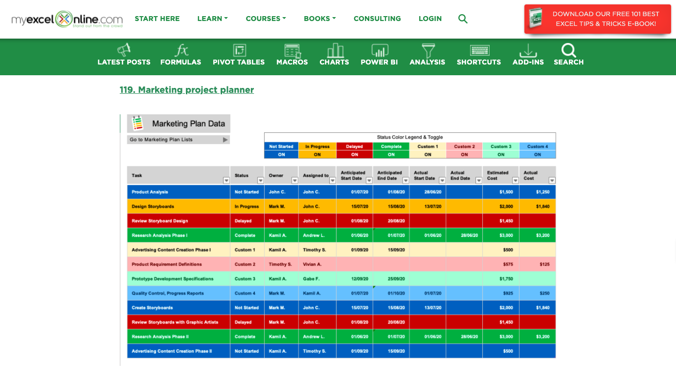 Excel Layout Templates