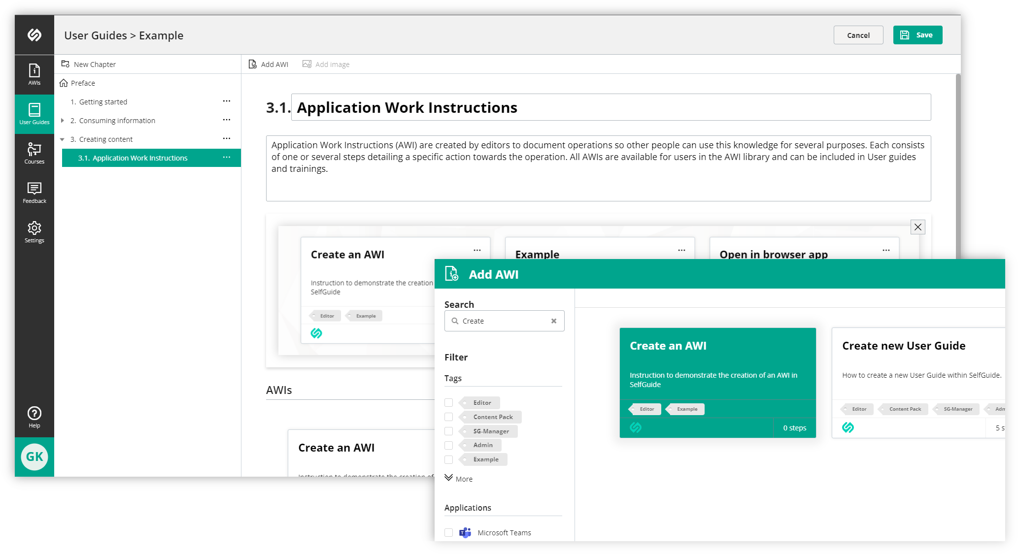 Getting started: Create user guide | SelfGuide