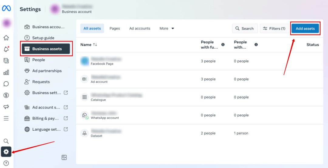 Business Assets in Meta Business Suite.