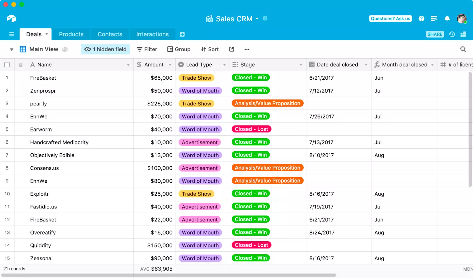 Interface Airtable