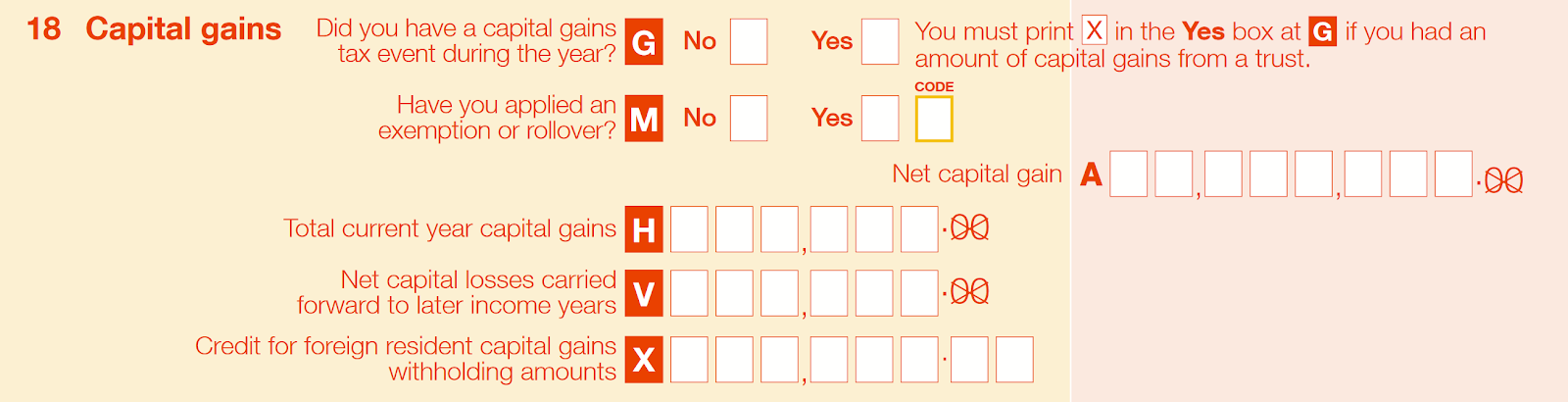 Australian capital gains tax form