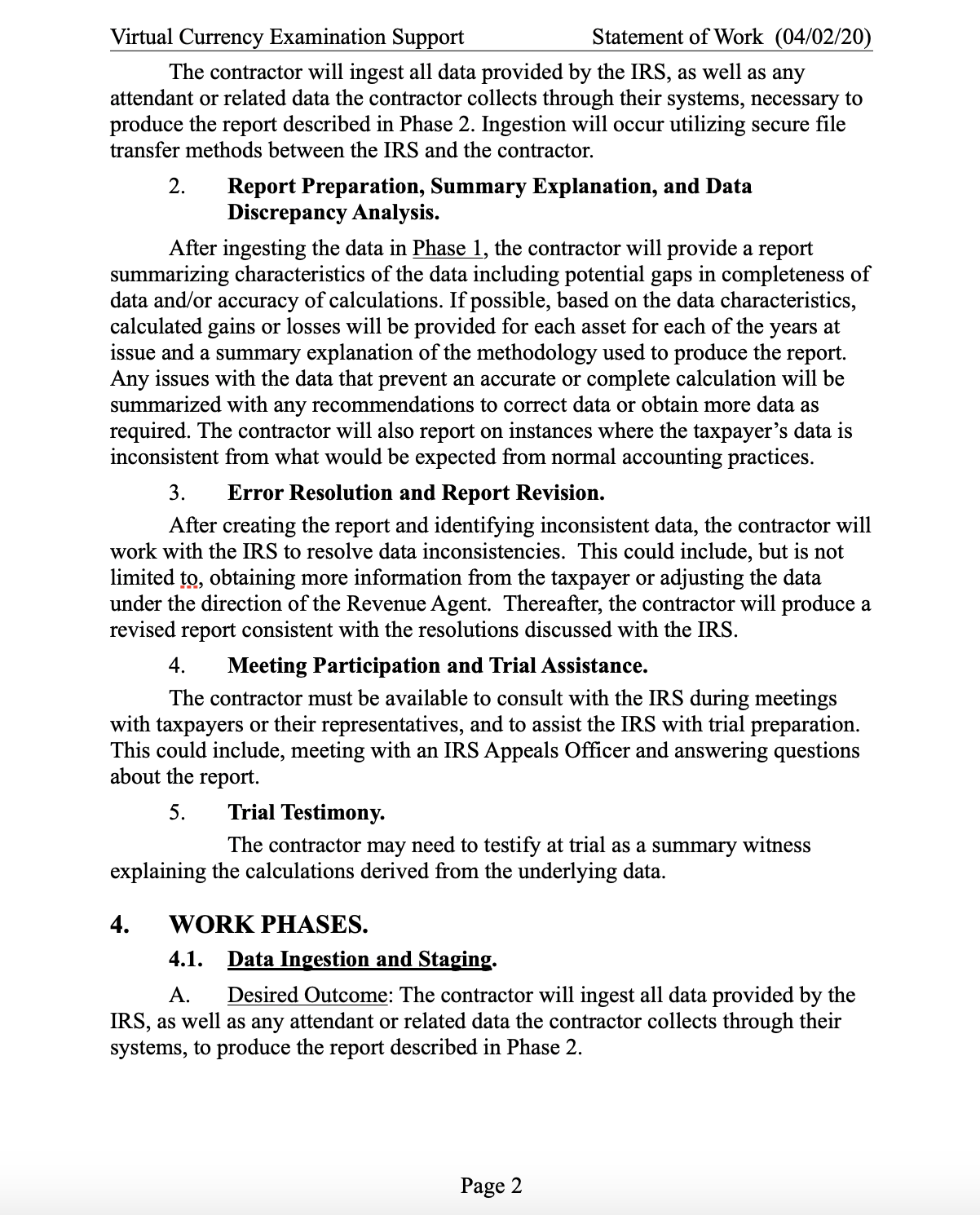 IRS Crypto audit SOW