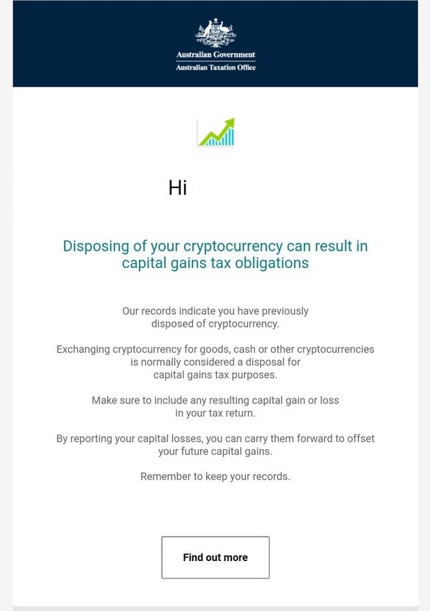 Australia Crypto Tax Warning Notice Letter