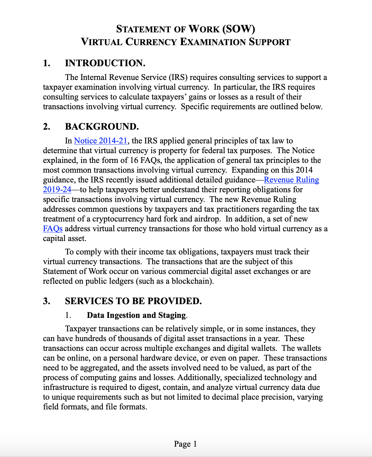 CryptoTrader.Tax: IRS Audits crypto tax returns SOW