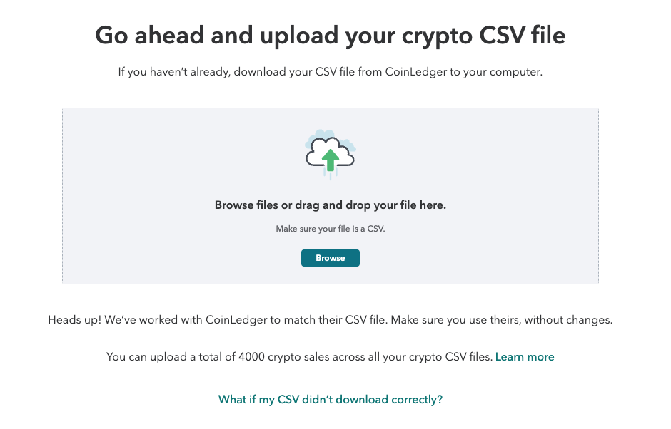 Import crypto csv to TurboTax