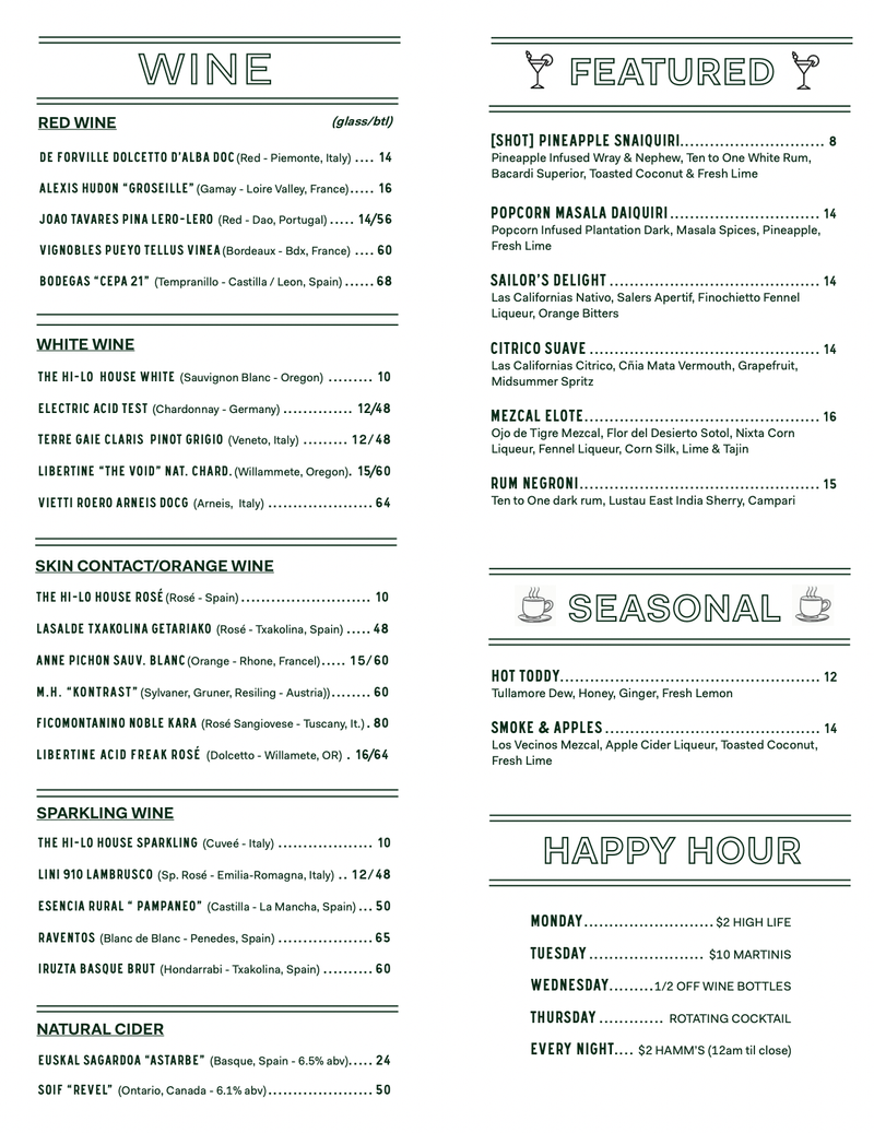 Teubes Menu Menu