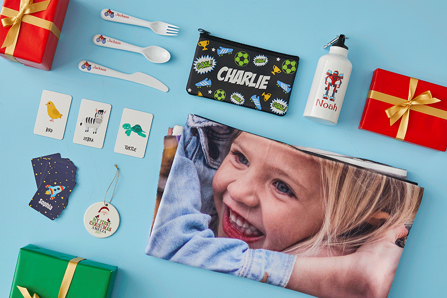 Kids will love seeing their names on personalised Christmas gifts.
