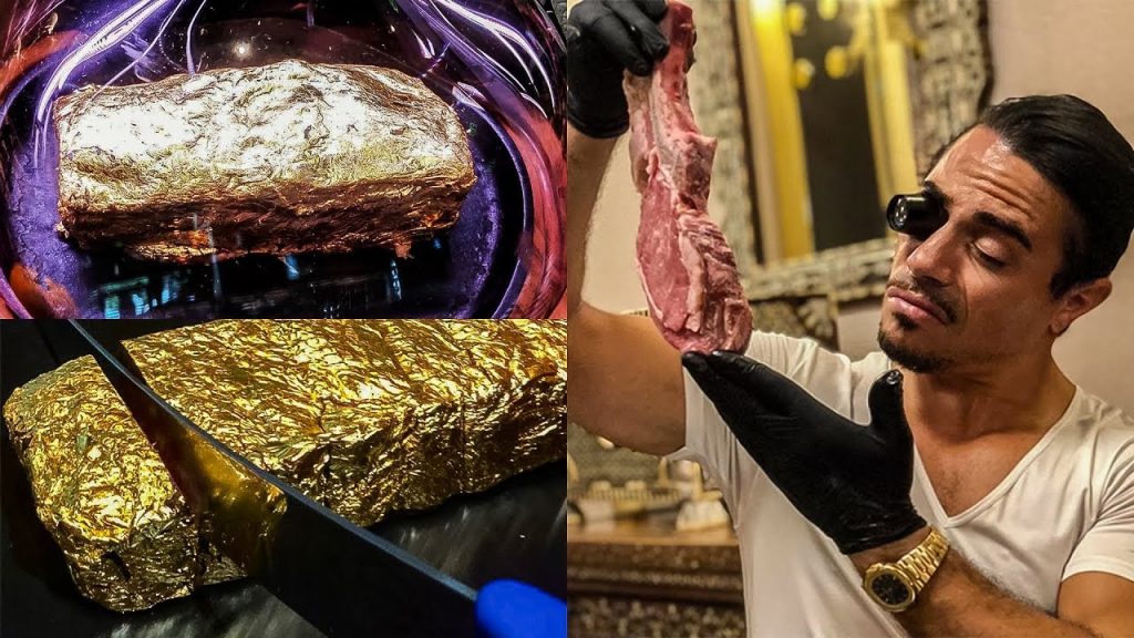 Salt Bae med en steak i guld