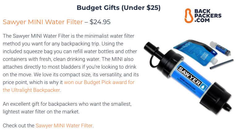 Budget gifts backpackers.com graphic