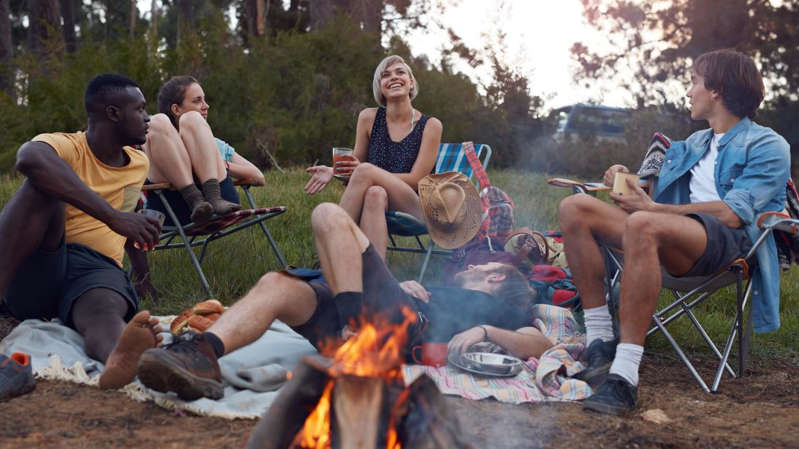 Campers around a fire