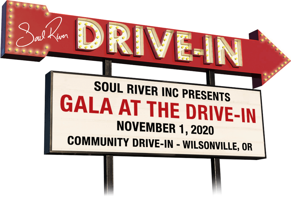 Soul River Drive-in sign with event info displayed