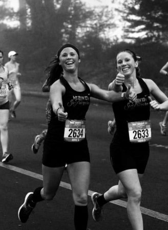 sister nurses sarah and annie gray running a marathon together