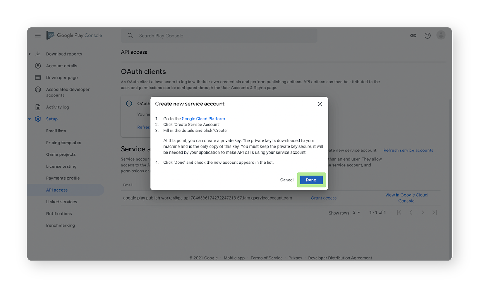 Generating your JSON key for mobile apps Narmi