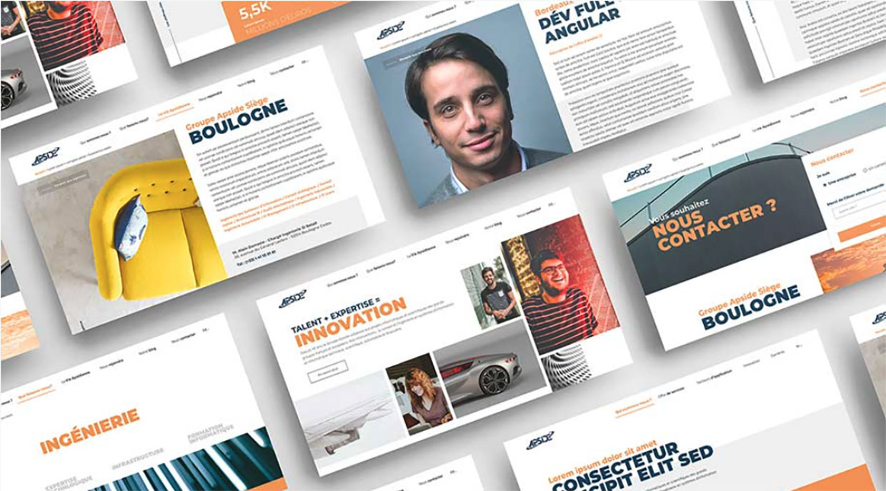 Mock-up des écrans du nouveau site Apside