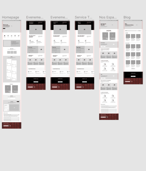 Wireframe UX design d'un site Web sur Figma