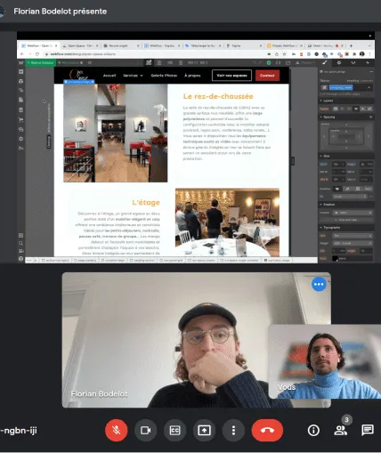 Thomas et Florian sur Google meet et Webflow