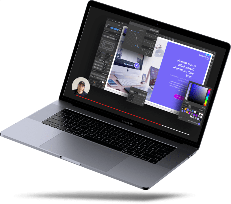 Macbook pro avec interface designer Webflow et Florian