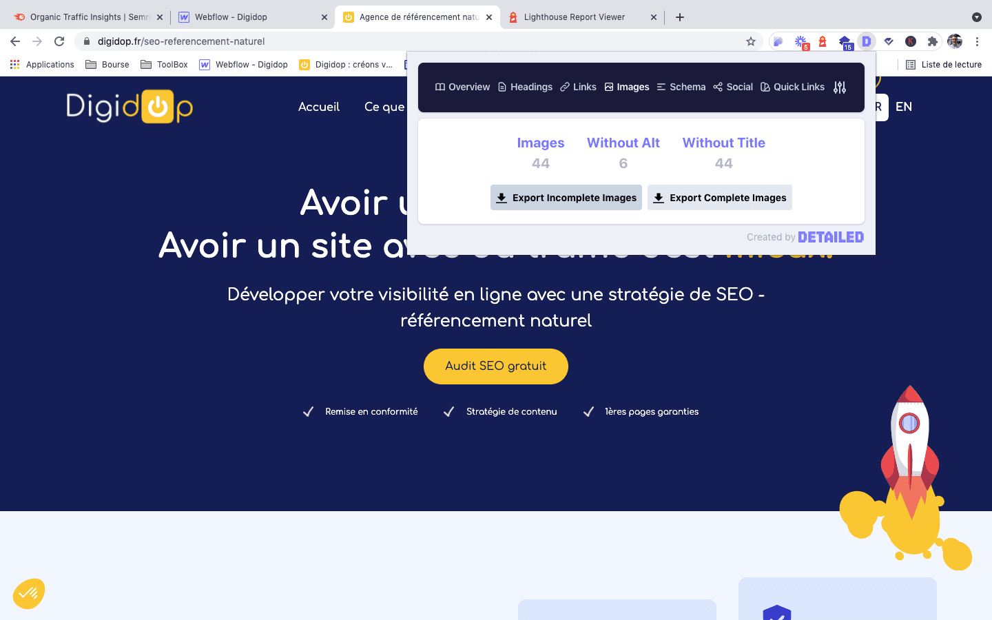 Audit et export image incomplete ALT