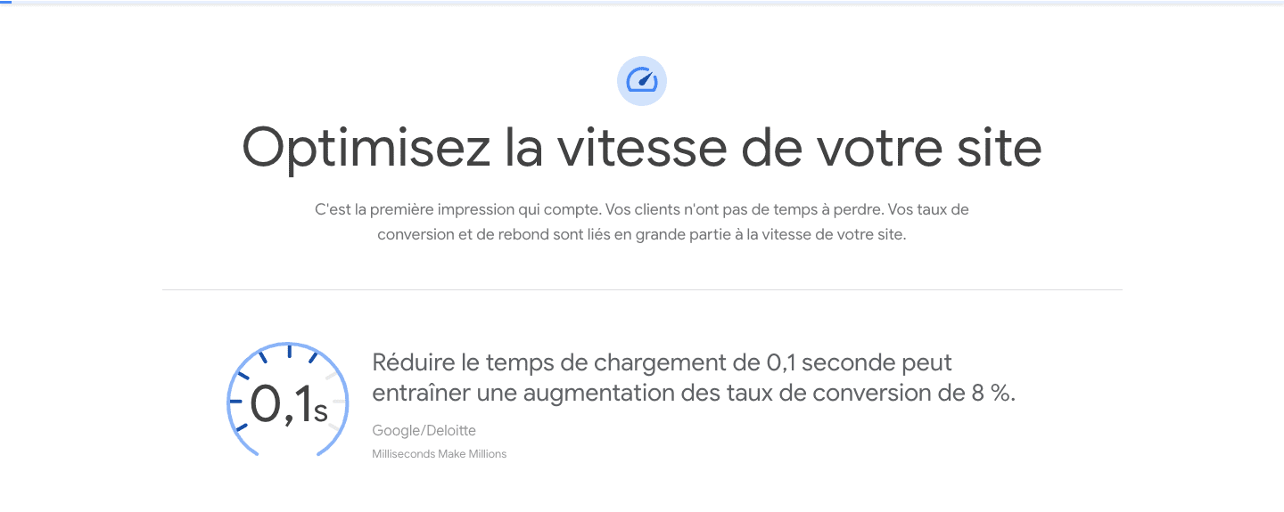 Capture d'écran de l'audit deloite x Google des bénéfces sur l'optimisation de la vitesse de votre site web
