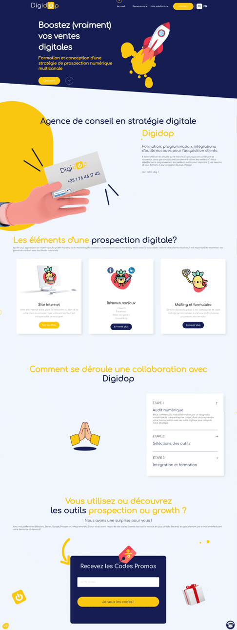 Landing page ventes digitales Digidop