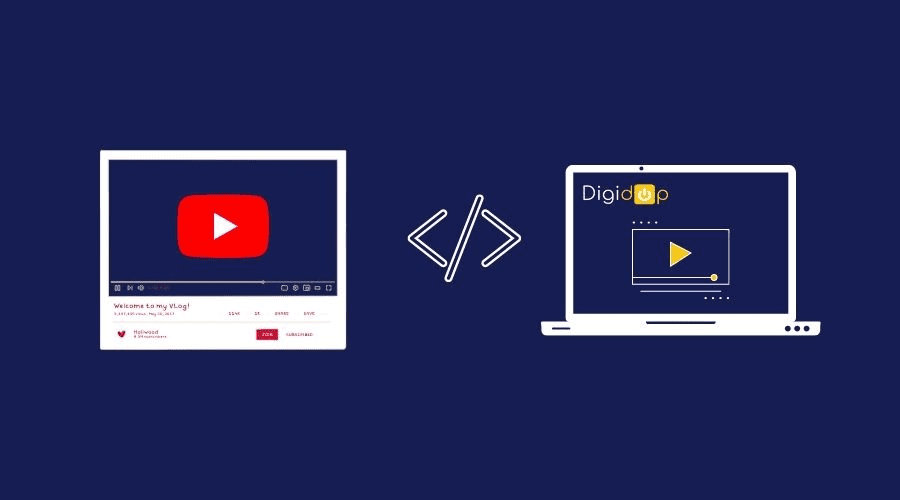 Représentation d'une intégration <embed> d'une vidéo YouTube sur le site digidop.fr