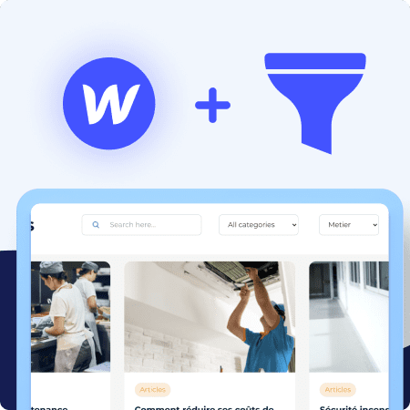 Logo webflow avec icone filtre