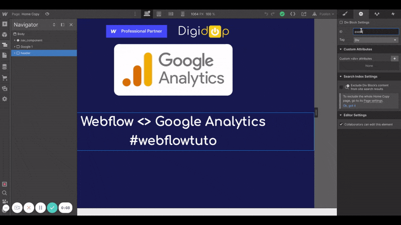 Donner un nom (ID) à une section dans Webflow