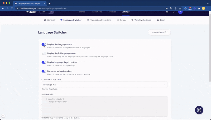 Suppression du container par défaut de traduction Weglot