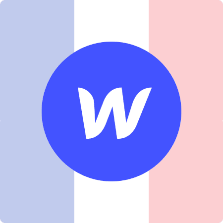 Logo Webflow avec le drapeau français en arrière plan