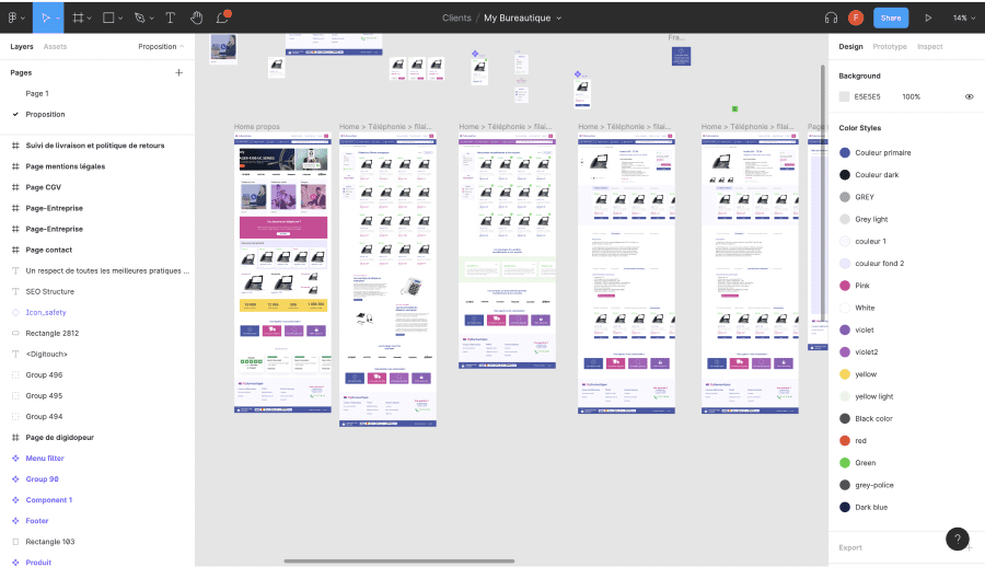 Maquette Figma UI design d'un site e-commerce
