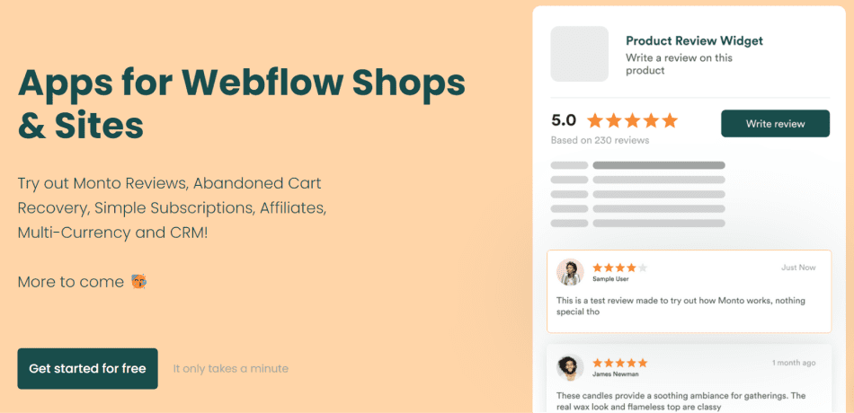 Intégration Webflow X Monto Reviews