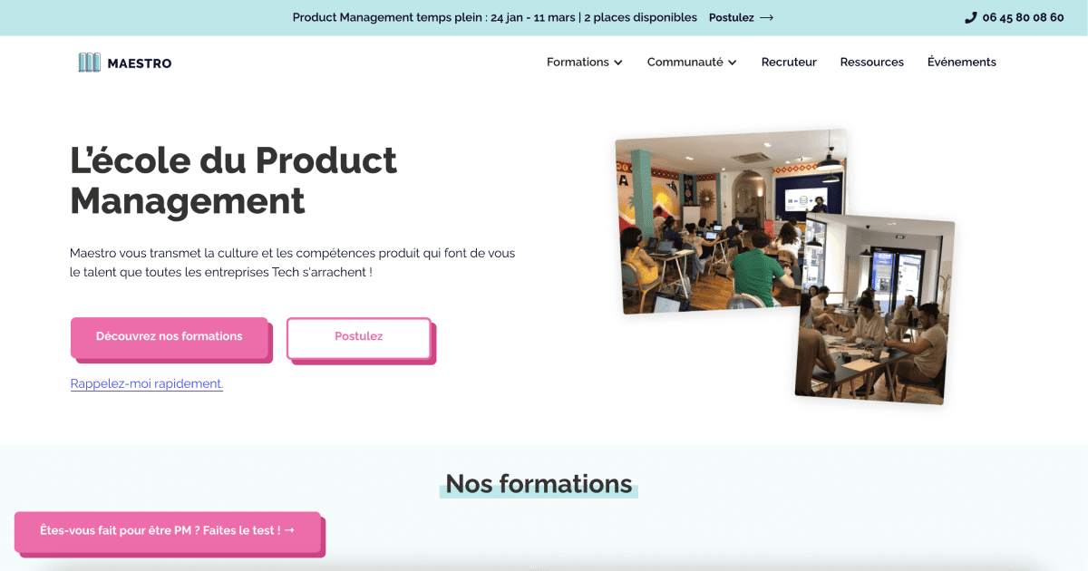 Header du site internet de Join Maestro.co