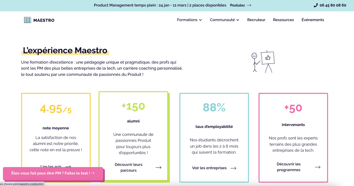 Aperçu d'une section du site Webflow de JoinMaestro.co
