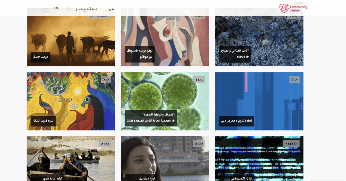 Section avec différents articles "news" disposé en grid, sur le site