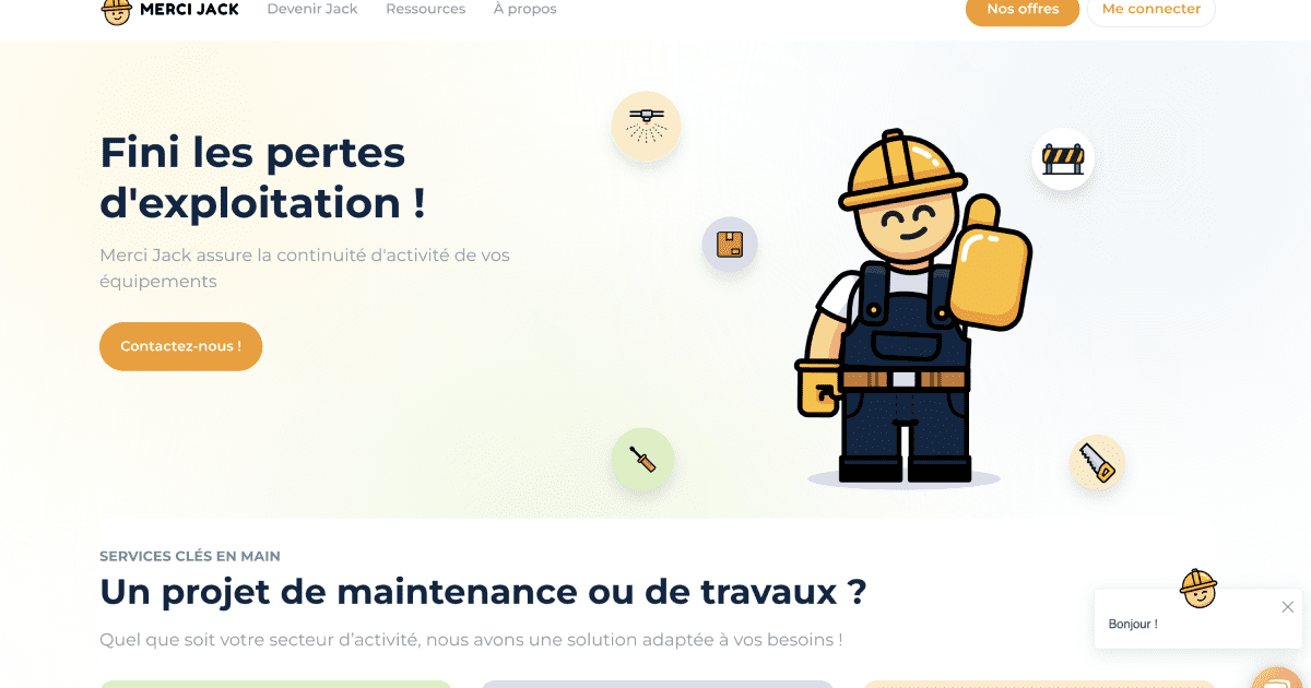 header du site mercijack.co avec un jack et des icônes d'outils