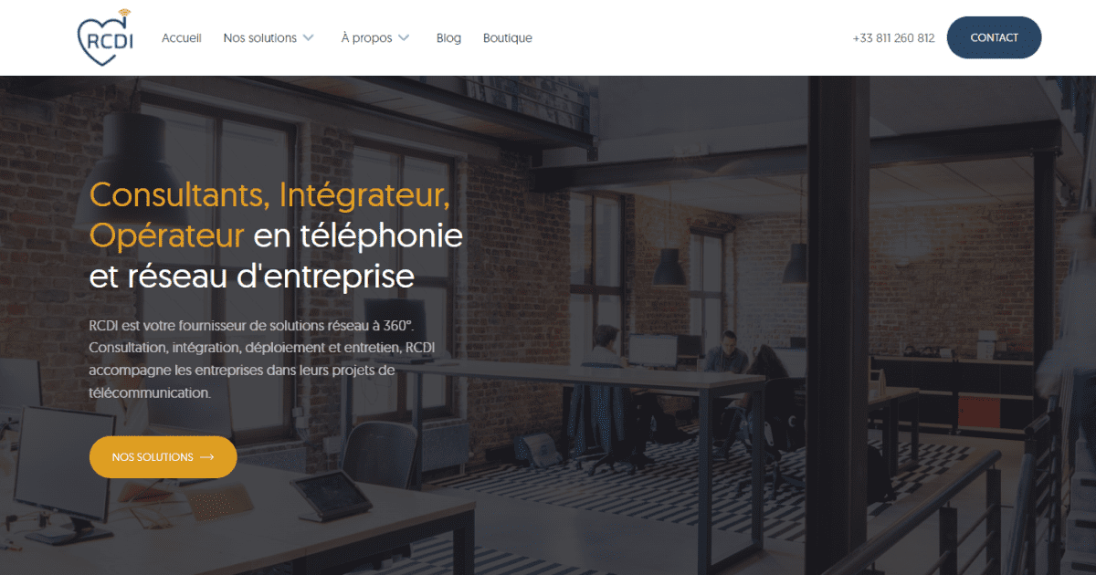 Page Accueil RCDI : Consultants, Intégrateur, Opérateur en téléphonie et réseau d'entreprise