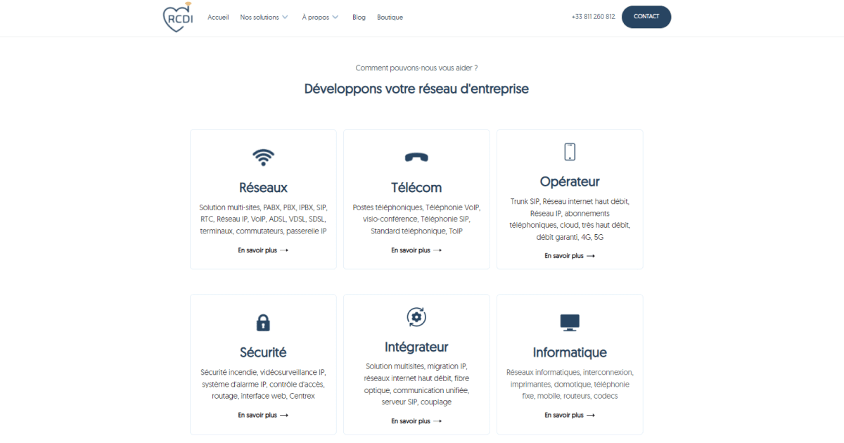 CTA solutions de l'entreprise RCDI