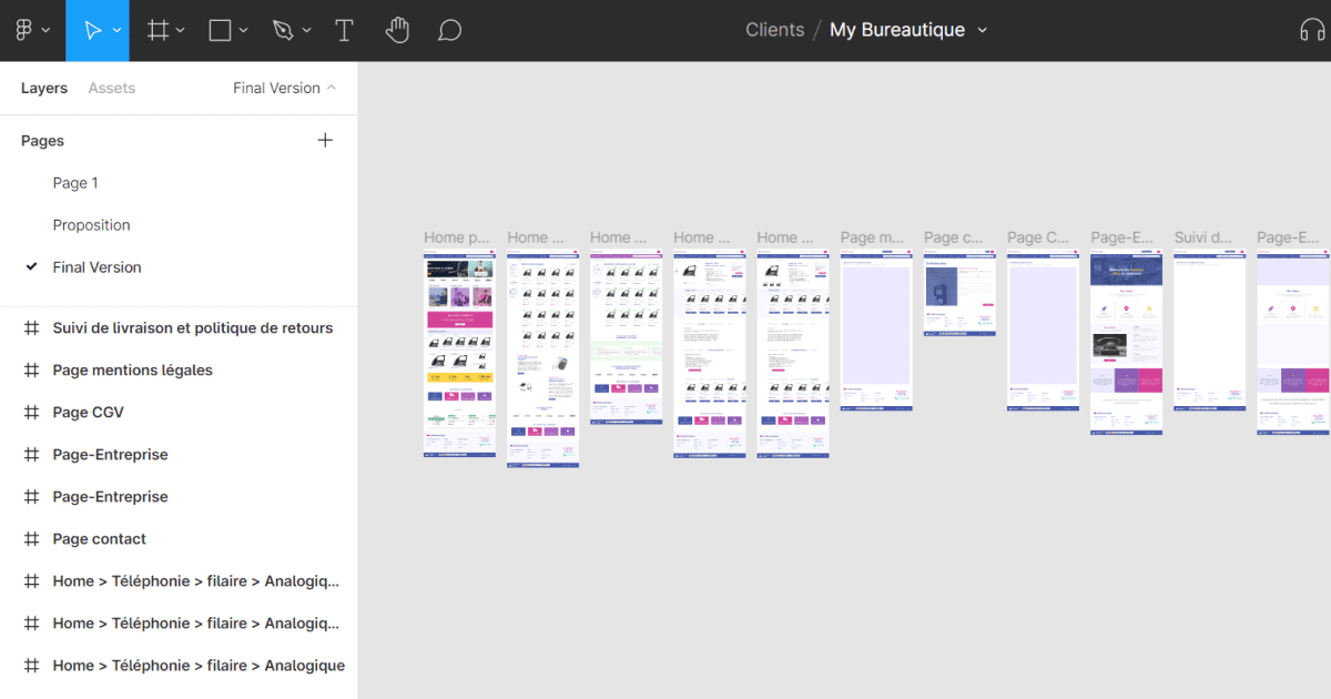 Maquette figma site e-commerce Webflow My Bureautique