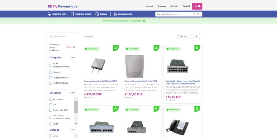 Page catégorie produits éco-responsables My bureautique